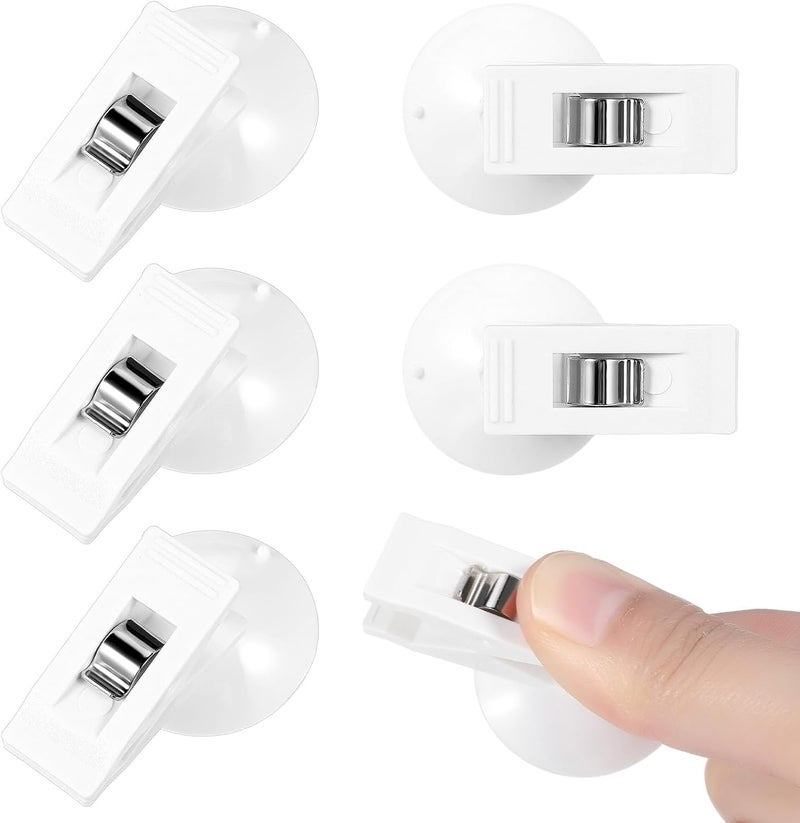 ADLABLD 6 Pack Shower Curtain Clips Self Adhesive Shower Curtain Holder with Suction Cup to Prevent Water Splashing Out Windproof Splash Guard for Inside Liner - Image 1